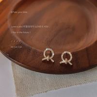 花饰庄园 微镶锆石~925银针镀14K迷你款简约耳钉日韩 绳结几何小巧耳饰耳环 C-441