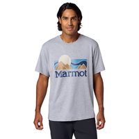Marmot 男式 Coastal 短袖 T 恤 - 丝网印花图案,柔软、透气、环保棉/涤纶混纺, 麻灰色