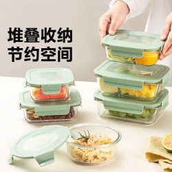 LOCK&LOCK 玻璃保鲜盒微波炉加热专用饭盒上班族带饭餐盒水果便当盒