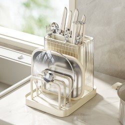 双枪 厨房碗架碗筷收纳盒带盖放餐具装碗箱碟盘沥水置物架塑料碗柜