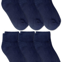 Jefferies Socks Jefferies 袜子男孩无缝缓震运动短袜 6 双装, 海军蓝