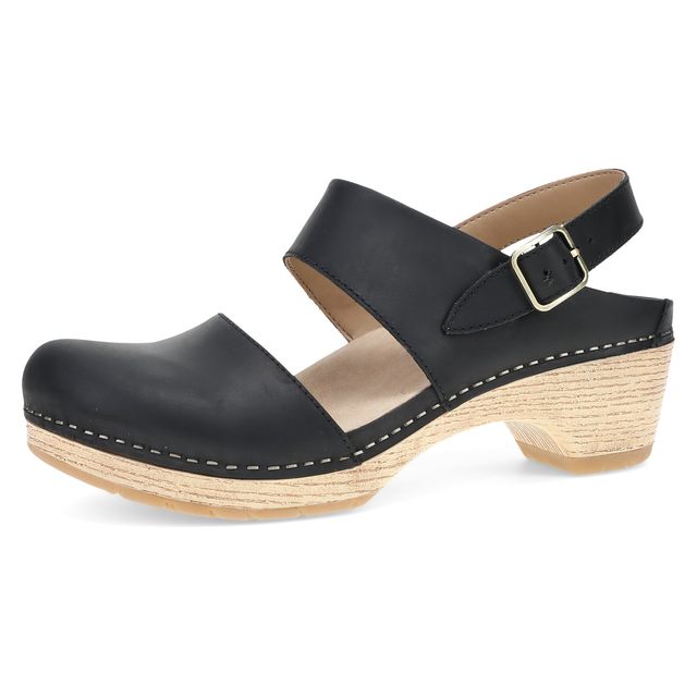 dansko Lucia 女士包趾凉鞋 - 采用再生材料和皮革衬里,透气性好 - 轻质橡胶外底,持久耐磨, 黑色