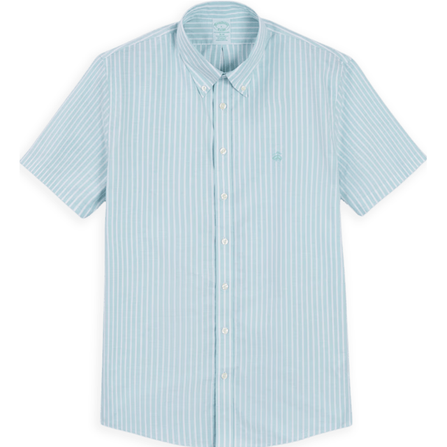 Brooks Brothers 男士夏季牛津纺条纹休闲衬衫刺绣logo
