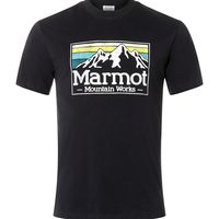 MARMOT 男士短袖T恤 渐变图案 吸湿排汗快干 棉质混纺面料 休闲运动黑色 M