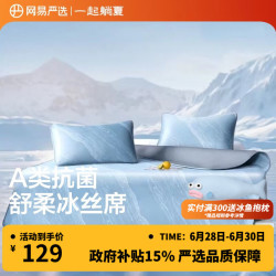 网易严选 凉席 冰丝席 床单 枕套  150cm*200cm 水波蓝