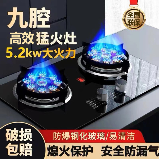 兴旺好太太 家用燃气灶煤气灶双灶两用九腔猛火燃气灶液化气天然气