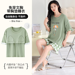 芬腾可安 CRS-4206 纯棉带胸垫 L 女士家居服套装