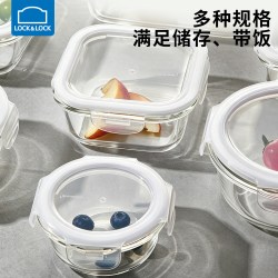 LOCK&LOCK 保鲜盒 圆形215ml 耐热玻璃 透明