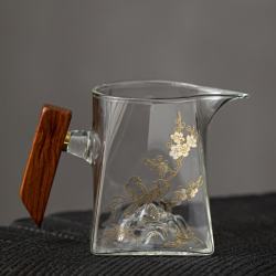 棠门 加厚玻璃木柄公道杯