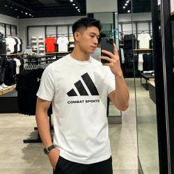 adidas 男女同款圆领短袖T恤