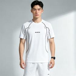乐途 夏季运动冰丝速干短袖t恤男女辑明线设计感撞色跑步健身圆领上衣