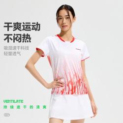 KAWASAKI 羽毛球服女款运动短袖T恤吸汗速干透气比赛训练运动球服上衣