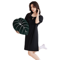 Hodo Men 红豆男装 JEJ005 女士短袖家居服套装 优雅黑 S