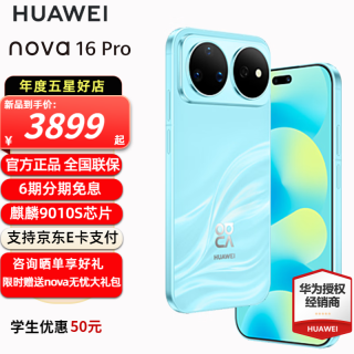 华为 nova 16 Pro  时代少年团同款 后置2亿红枫影像 麒麟9010S芯片 晴空蓝 512GB 全网通