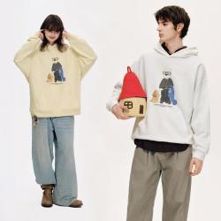 PSO Brand 男女装 可爱西高地连帽情侣卫衣 宽松慵懒感外套帽衫