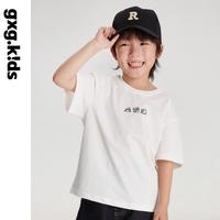 gxg.kids GXG童装儿童T恤秋季中大童刺绣熊猫简约百搭短袖t恤上衣