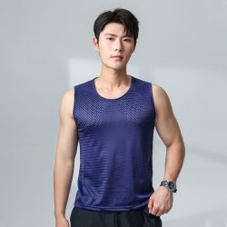 宜而爽 冰丝网眼透气 深蓝 5XL 男士背心