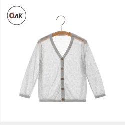 OAKMONT Oak mont宝宝开衫春夏镂空薄款莱赛尔儿童针织衫婴儿外搭空调外套