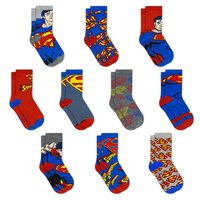 DC Comics 男童袜,10 双装男童袜,蝙蝠侠、超人、神奇女侠和闪光, 超人, 2-4T