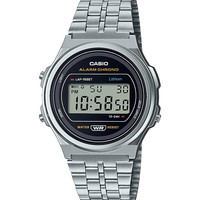 CASIO 男女通用石英腕表 不锈钢表带 圆形表盘 LED灯光 防水闹钟