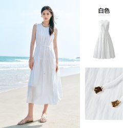 太平鸟 挂脖A字版型 绿色 连衣裙