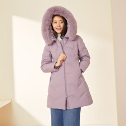 千仞岗 反季高充绒！ 90白鸭绒大毛领连帽羽绒服