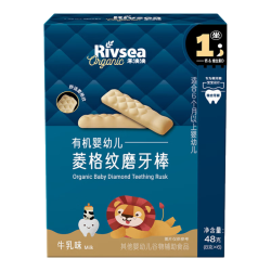 禾泱泱 婴幼儿有机菱格纹磨牙棒 牛乳味 48g