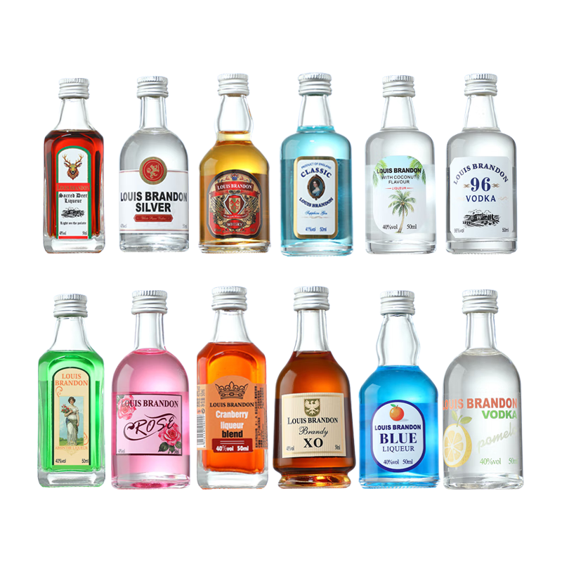 路易布兰登 威士忌金酒伏特加朗姆酒 50ml*12瓶 调酒小酒版组合套装