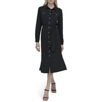 Donna Karan DKNY Donna Karan 女式长袖有领系带中长款衬衫裙