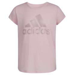 adidas 大童女性运动T恤 短袖棉质基础T恤