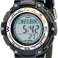 CASIO 日韩男士数字腕表 SGW100B-3V 绿色织物表带200米防水