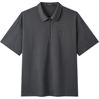 gxgjeans 字母绣花半拉链翻领宽松短袖POLO衫