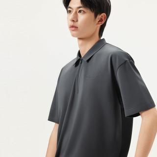 gxgjeans 字母绣花半拉链翻领宽松短袖POLO衫