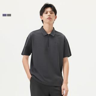 gxgjeans 字母绣花半拉链翻领宽松短袖POLO衫