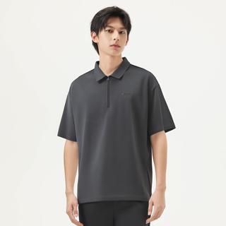 gxgjeans 字母绣花半拉链翻领宽松短袖POLO衫