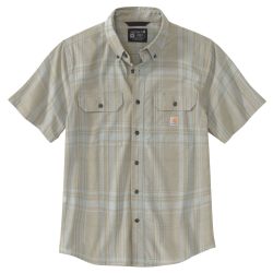 carhartt 男式宽松版型中等重量短袖格子衬衫, 粉笔