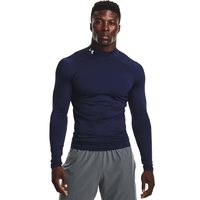 安德玛 HeatGear Armour Mock Long Sleeve T-Shirt 男性 运动衫 Heatgear Armour 高圆领长袖T恤标版Midnight Navy