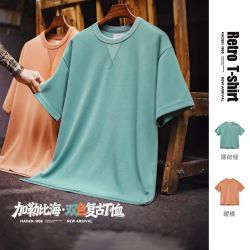 马登 美式复古圆领罗纹套头T恤