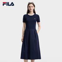 FILA 官方女子编织连衣裙2026夏季简约修身显瘦拼接裙子
