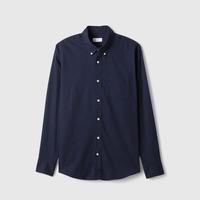 Gap 男装春季款基础款素色翻领长袖衬衫常规上衣美版
