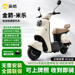 金箭 米乐电动摩托车60V21AH铅酸电池长续航800W大动力一键启动灵动踏板电摩电动车 暖咖色/炫彩LED仪表