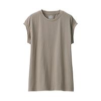 無印良品  無印良品 MUJI 女士圆领无袖T恤 BBA10A0S 卡其米色 S