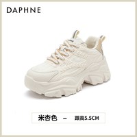 达芙妮 透气厚底增高 黑色 老爹鞋