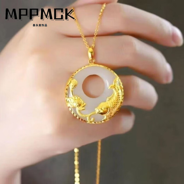 MPPMCK 新中式 年年有鱼锦鲤富贵花吊坠 男女款莲花挂饰 M385