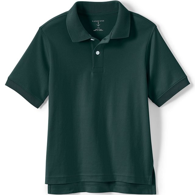 LANDS' END 适合儿童 男女通用 校服polo衫 7489p 儿童 有领 短袖 舒适 宽松 Evergreen 尺码10-12