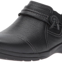 Clarks Cheyn Madi系列女士荔枝皮低跟套脚乐福鞋26128930 黑色5.5 M US