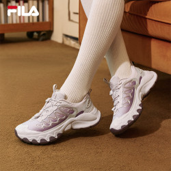 FILA 蘑菇鞋女鞋老爹鞋 雨雾灰/葡萄奶昔紫-NA 37.5