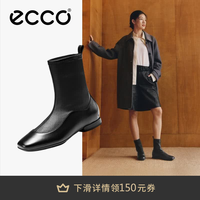 ecco 靴子女 时尚潮流百搭经典平底牛皮轻奢女靴 舞悦244403 黑色24440351052 36