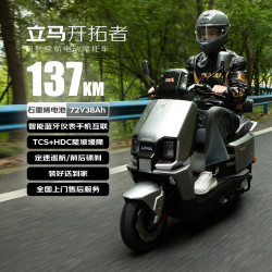 立马电动车 电动摩托车开拓者 500里长续航电动车 极地灰
