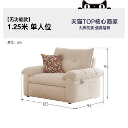 帕沙曼 2812ZF 可拆洗沙发床 1.25米单人位 云朵沙发 简约现代